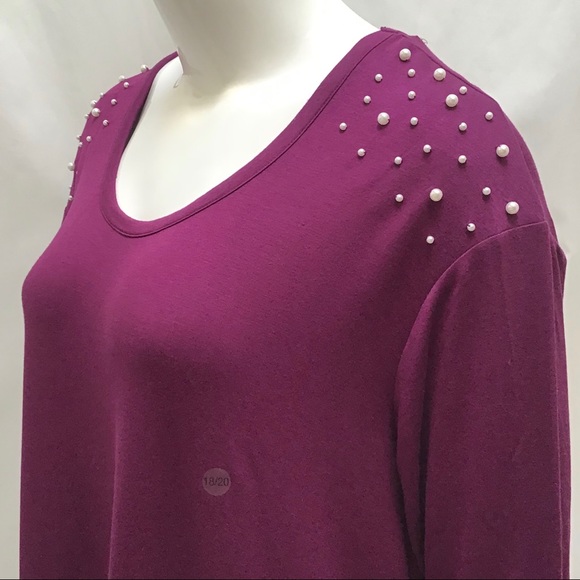 🆕NEW! Faux Pearl Shoulder French Terry Tee - Picture 6 of 14